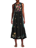 Celina Embroidered Tiered Midi Dress