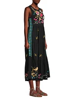 Celina Embroidered Tiered Midi Dress