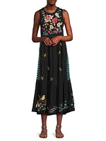 Celina Embroidered Tiered Midi Dress