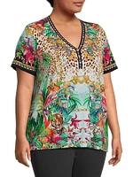 Janie Baroque Leopard Short-Sleeve Top