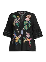 Jeanette Cotton Floral-Embroidered Blouse