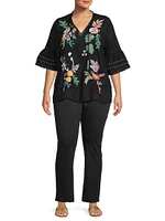 Jeanette Cotton Floral-Embroidered Blouse