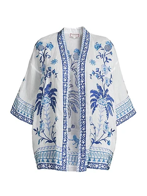 Tarra Embroidered Open Caftan Top