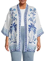 Tarra Embroidered Open Caftan Top