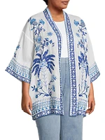 Tarra Embroidered Open Caftan Top