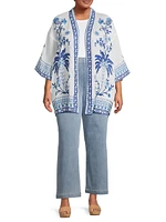 Tarra Embroidered Open Caftan Top