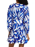 Liv Brushstroke Pleated Tie-Waist Minidress