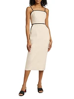 Milly Amara Linen-Blend Contrast Midi-Dress