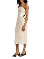 Milly Amara Linen-Blend Contrast Midi-Dress