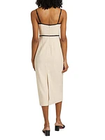 Milly Amara Linen-Blend Contrast Midi-Dress