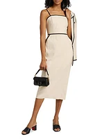 Milly Amara Linen-Blend Contrast Midi-Dress