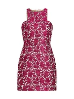 Floral Jacquard Halter Minidress