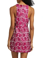 Floral Jacquard Halter Minidress