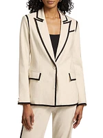 Solid Linen-Blend One-Button Blazer