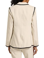 Solid Linen-Blend One-Button Blazer