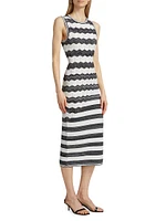 Asymmetric Zig-Zag Knit Midi-Dress