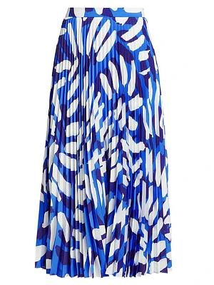 Otha Brushstroke Pleated Midi-Skirt