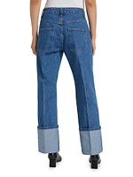 Cuffed Straight-Leg Mid-Rise Jeans