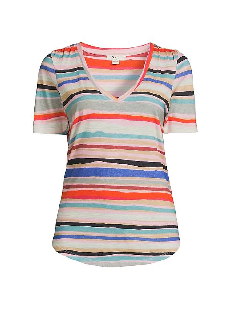 Painted Stripes V-Neck T-Shirt