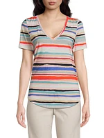 Painted Stripes V-Neck T-Shirt