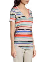 Painted Stripes V-Neck T-Shirt