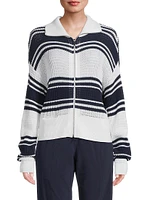 Mixed Stripe Sweater Jacket