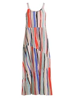 Painted Stripes Tiered Maxi Dress