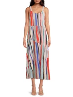 Painted Stripes Tiered Maxi Dress