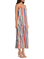 Painted Stripes Tiered Maxi Dress