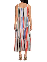 Painted Stripes Tiered Maxi Dress