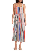 Painted Stripes Tiered Maxi Dress