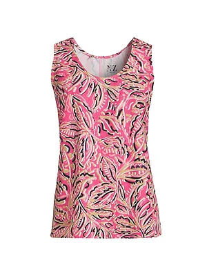 Tech Stretch Shadow Floral Seamed Tank