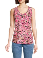 Tech Stretch Shadow Floral Seamed Tank