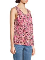 Tech Stretch Shadow Floral Seamed Tank