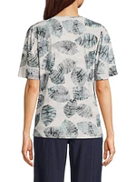 Falling Palms Split Neck T-Shirt