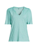 Split-Neck Cotton T-Shirt