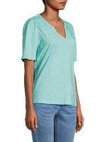 Split-Neck Cotton T-Shirt