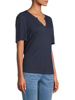 Split-Neck Cotton T-Shirt