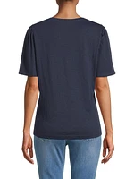 Split-Neck Cotton T-Shirt