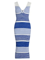 Sadie Stripe U-Ring Midi-Dress