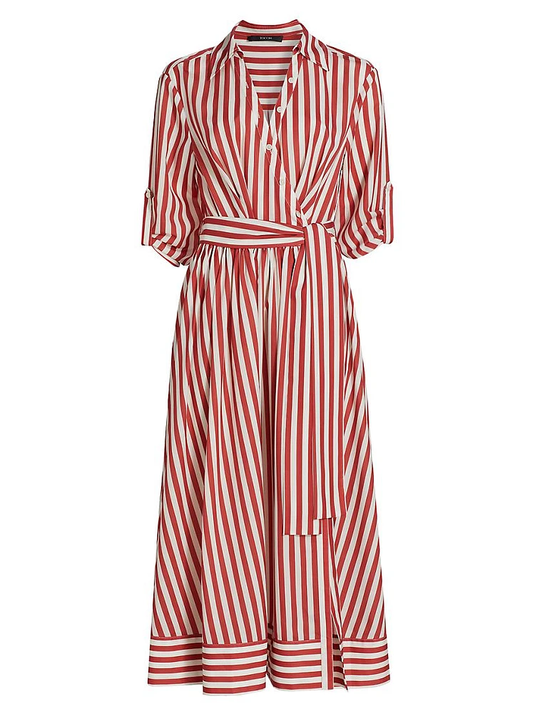 Eva Stripe Wrap Midi Shirtdress