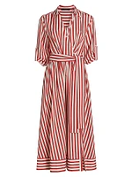 Eva Stripe Wrap Midi Shirtdress