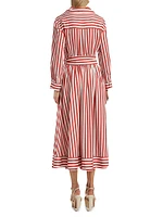 Eva Stripe Wrap Midi Shirtdress