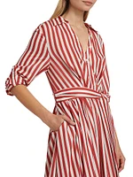 Eva Stripe Wrap Midi Shirtdress