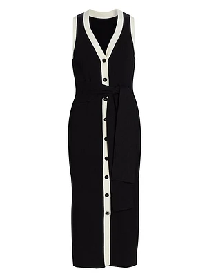 Victoria Tipped Tie-Waist Midi-Dress