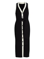 Victoria Tipped Tie-Waist Midi-Dress