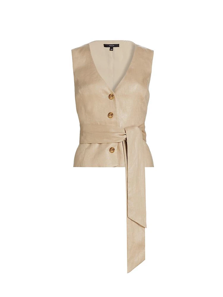 Adele Tie-Front Linen Vest