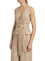 Adele Tie-Front Linen Vest