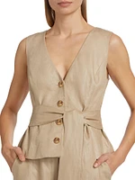 Adele Tie-Front Linen Vest