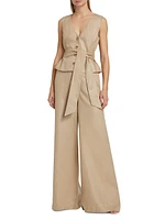 Adele Tie-Front Linen Vest